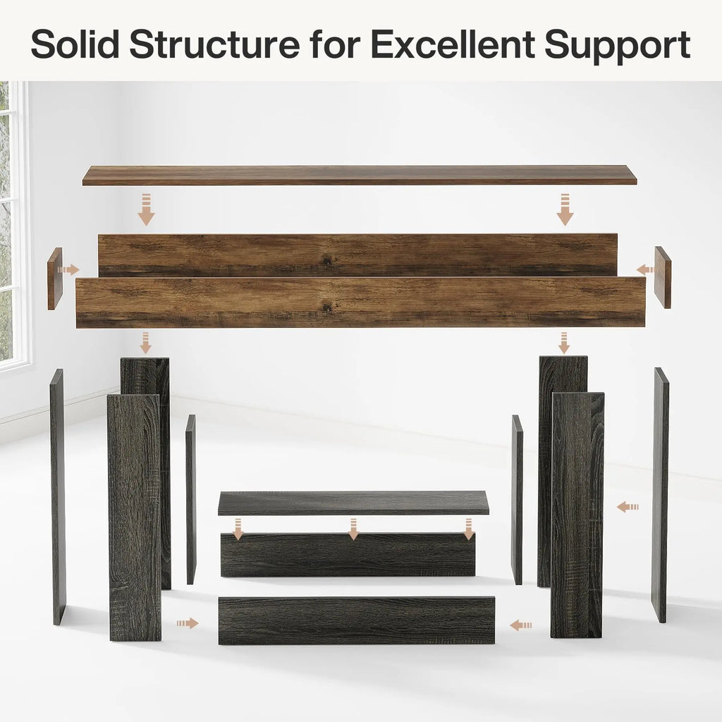 63in Console Table, 2-Tier Farmhouse Entryway & Sofa Table