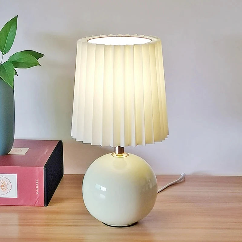 Pleated Shade Ceramic Table Lamp