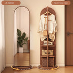 Rotating Mirror with Coat Rack, Entryway Hallway Organiser