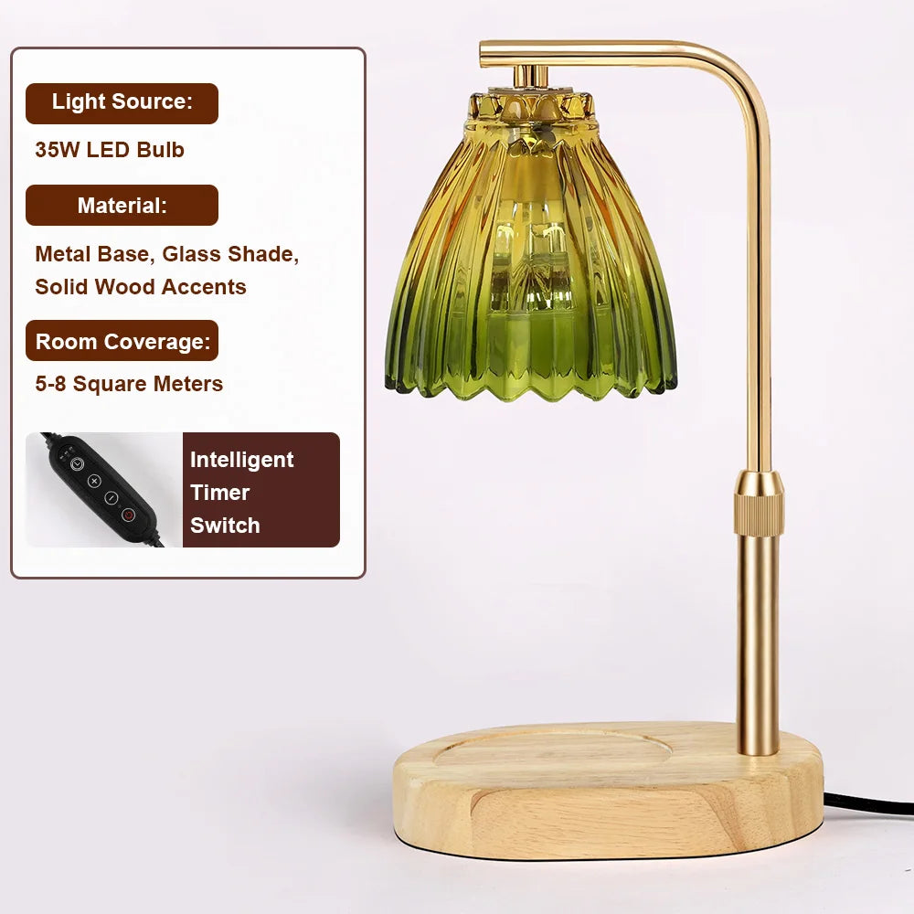 Green Glass Candle Warmer Lamp