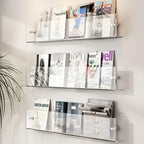 Acrylic Wall Book Rack Set of 2, Kids & Magazine Shelf