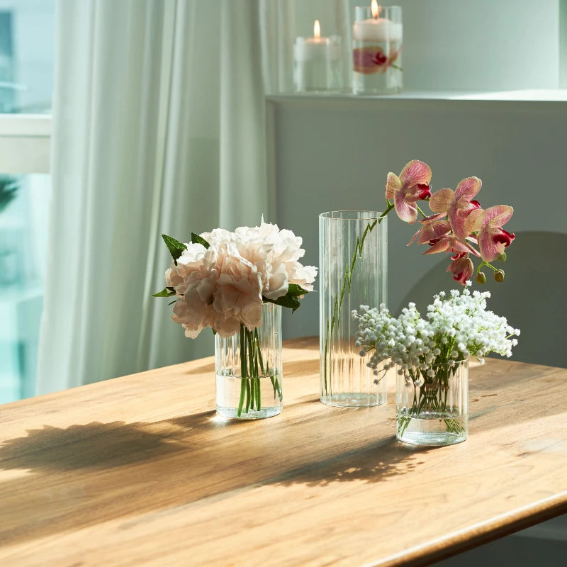 Ribbed Cylinder Glass Candle Holder