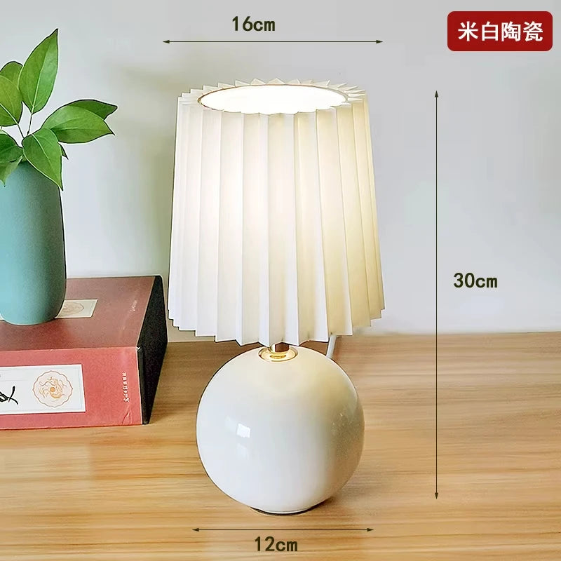 Pleated Shade Ceramic Table Lamp
