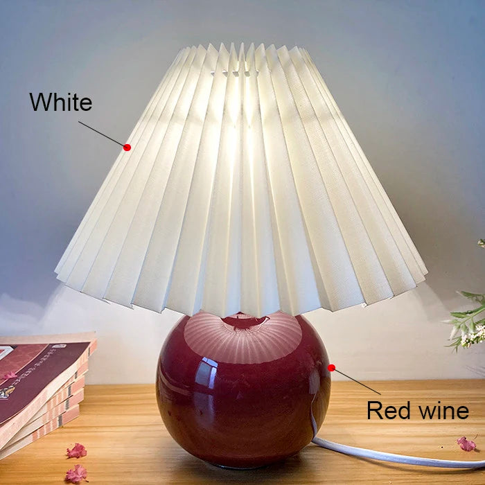 Pleated Shade Ceramic Table Lamp