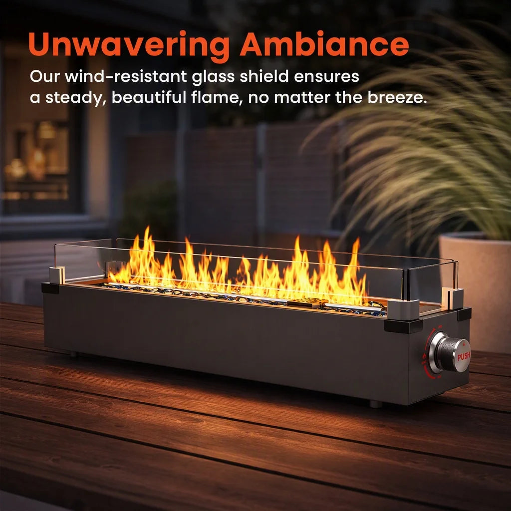 28in Tabletop Propane Fire Pit, 50,000 BTU Gas Firepit