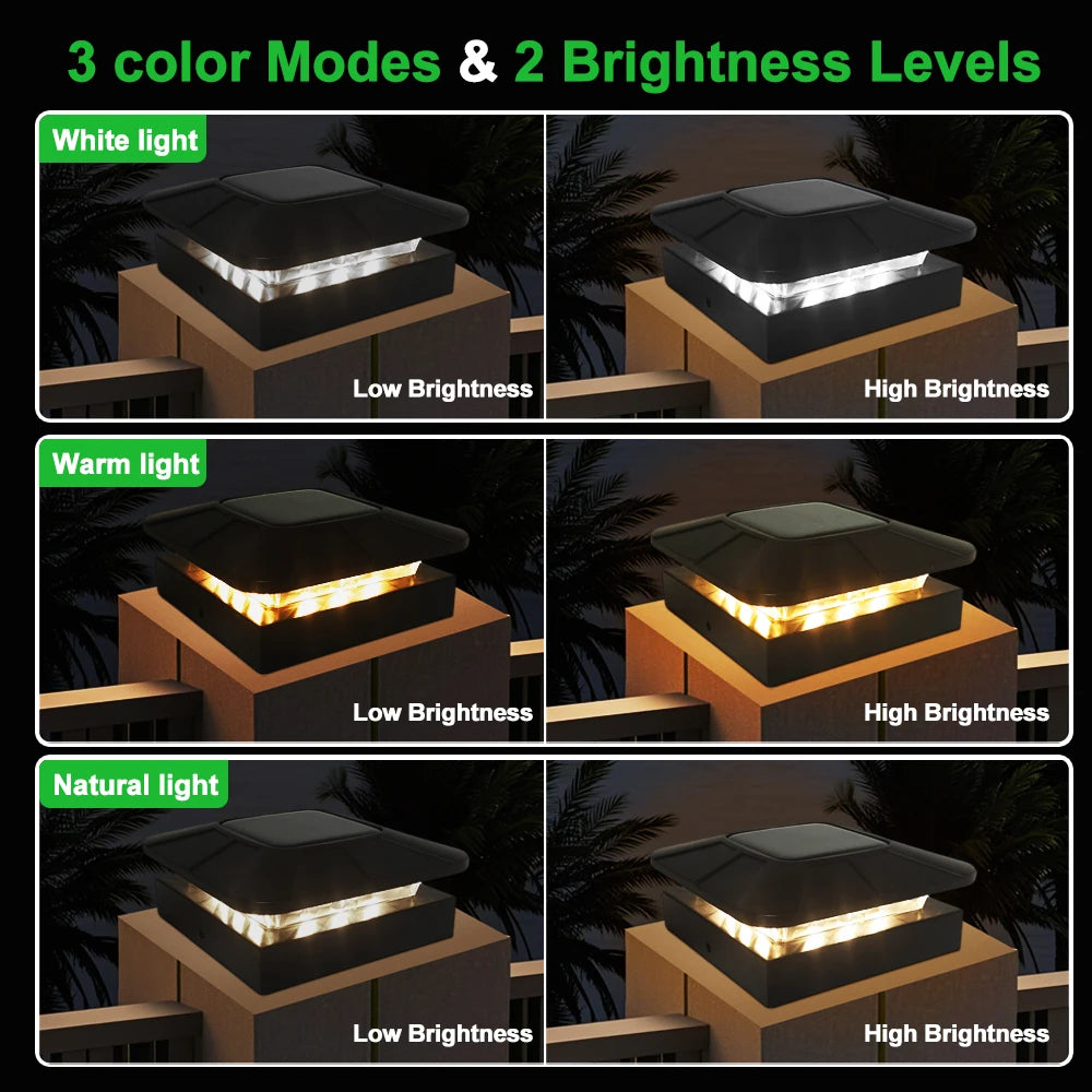 Solar Post Cap Lights 4x4in, Fence & Deck Post Lights