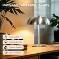 Cordless Mushroom Table Lamp, Silver