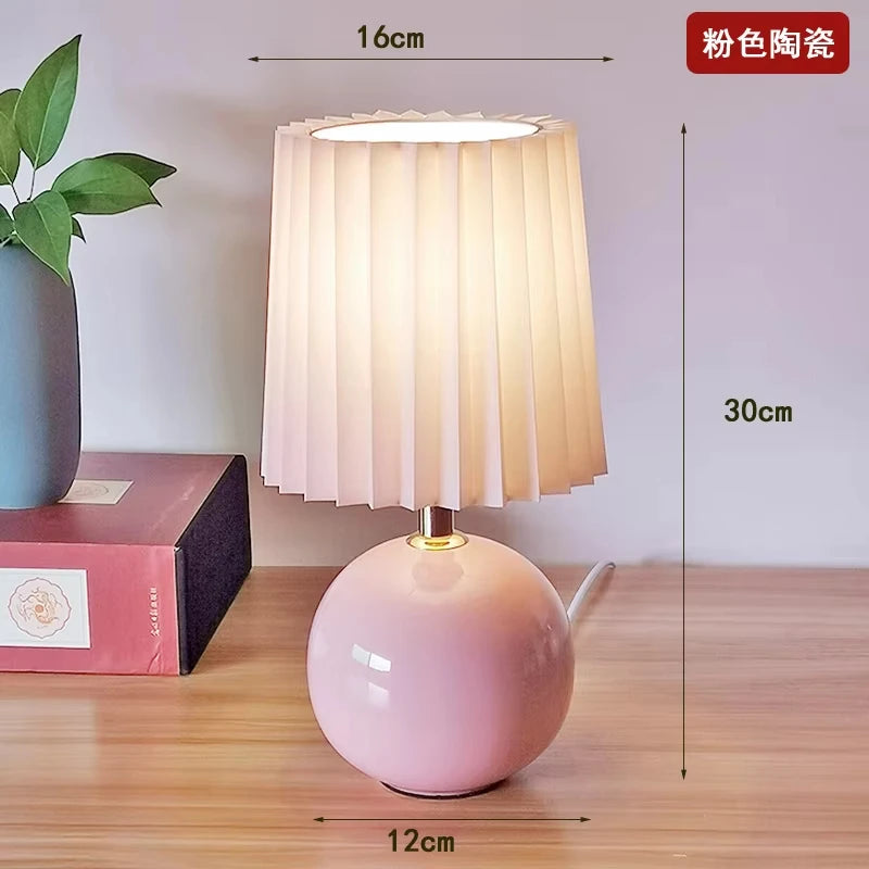 Pleated Shade Ceramic Table Lamp
