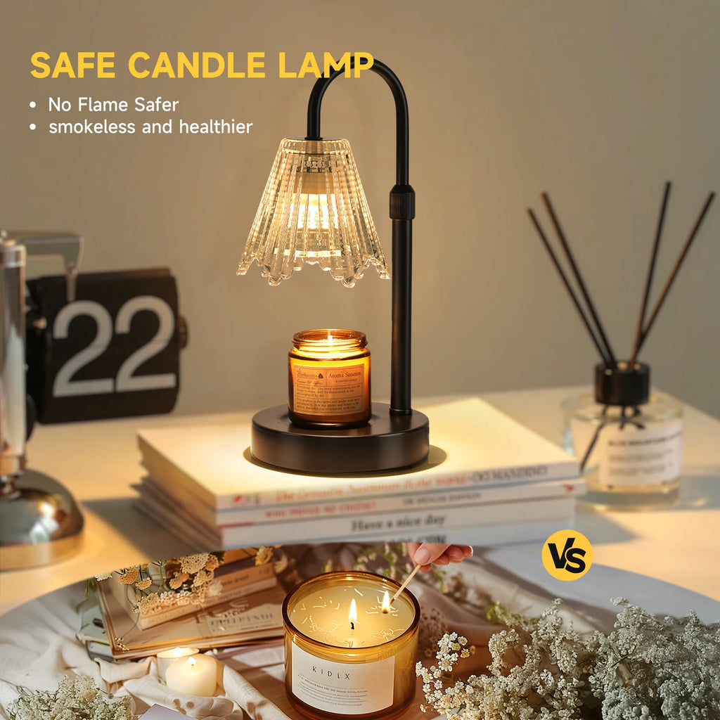 Dimmable Pleated Glass Candle Warmer Lamp