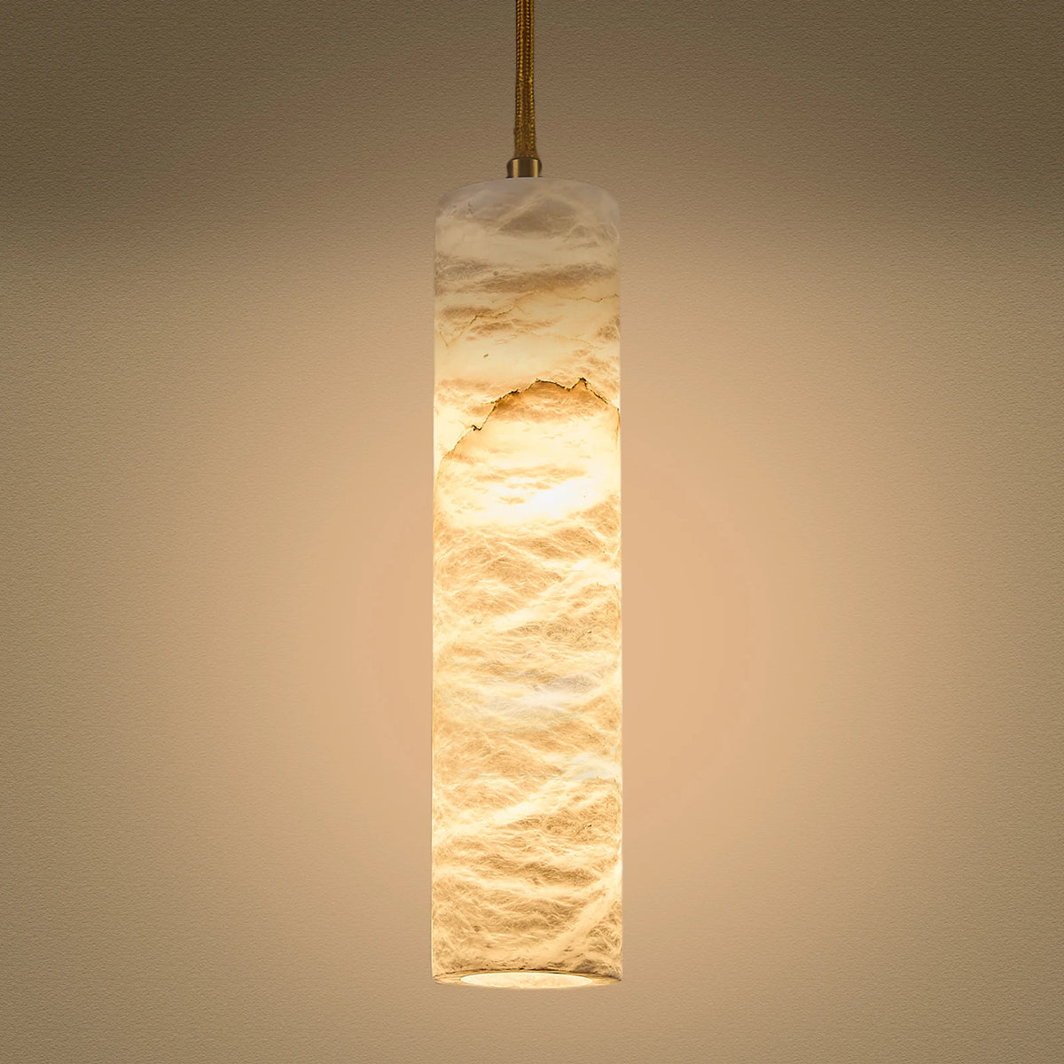 Alabaster & Brass Pendant, Natural Marble Ceiling Light