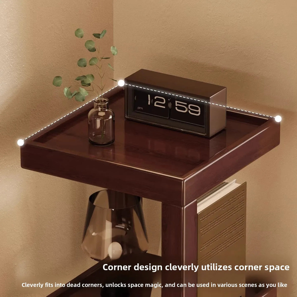 Corner Bamboo Bookshelf, Rotating Base 3, 4 or 5 Tier