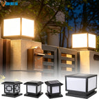 Solar Post Cap Lights, Remote Dimming Fence Column Lamp
