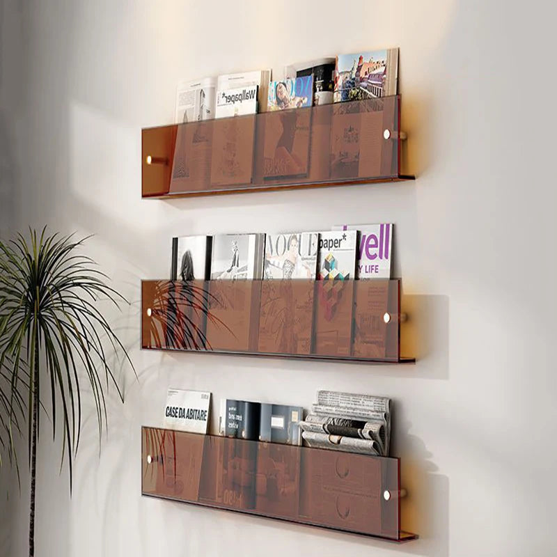 Acrylic Wall Book Rack Set of 2, Kids & Magazine Shelf