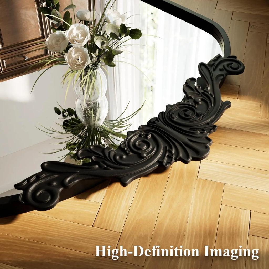 64x21in Gold Arched Mirror, Vintage Metal Frame Full Length