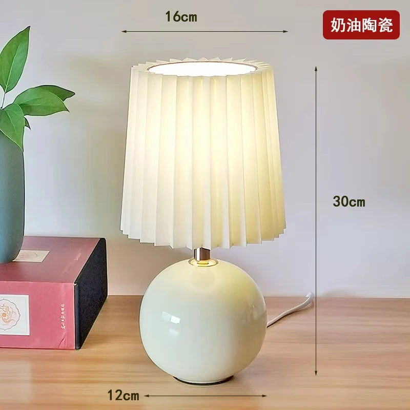 Pleated Shade Ceramic Table Lamp
