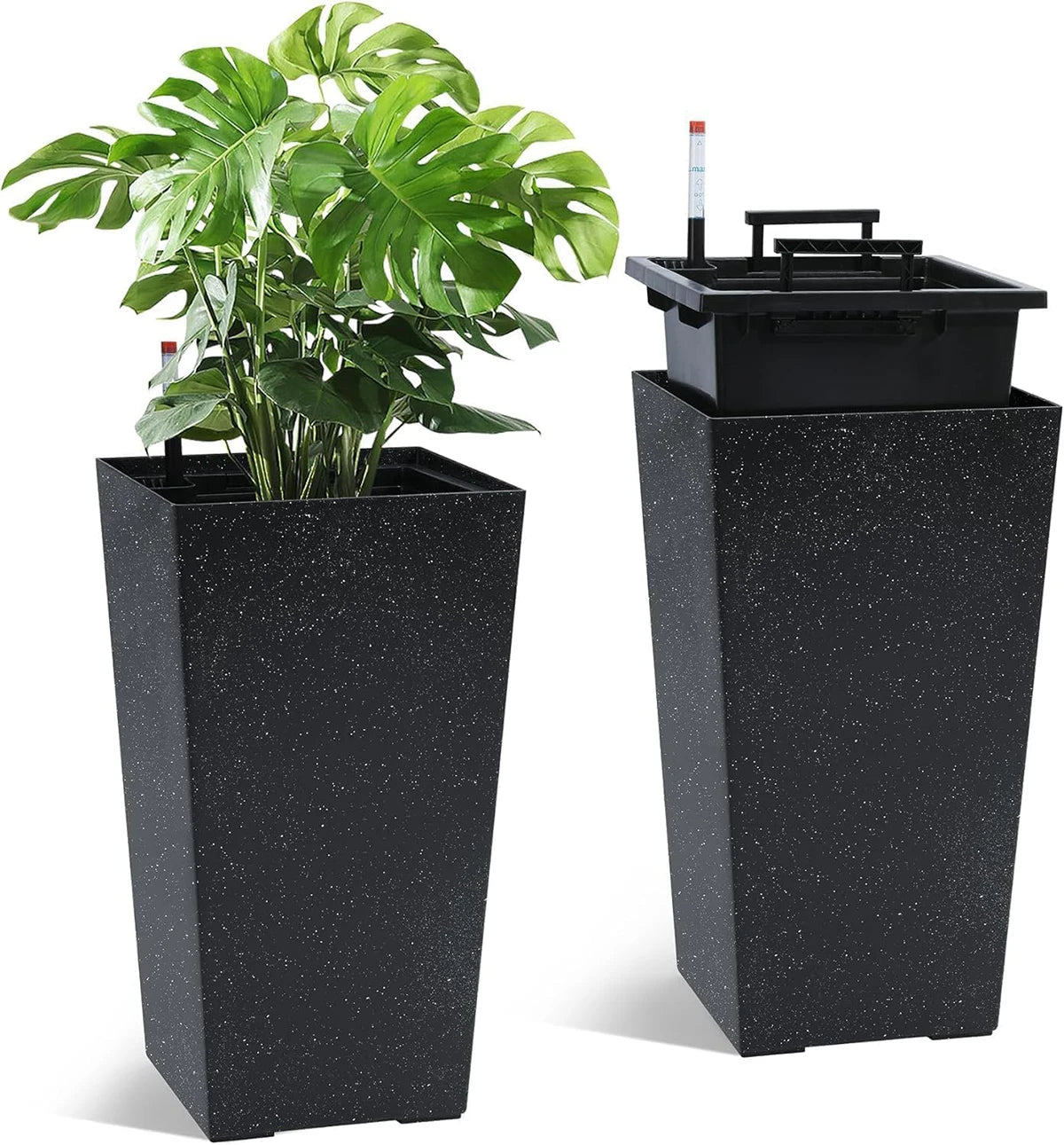 Large Outdoor Planters Set of 2, Tall Patio Pots with Drainage