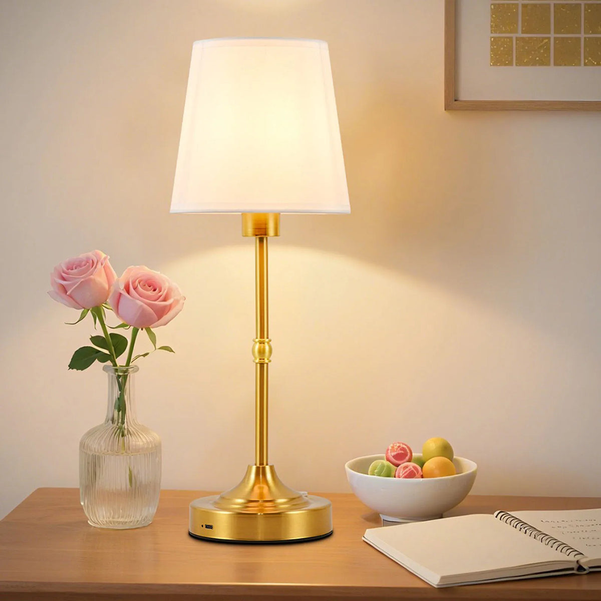 Cordless Fabric Bedside Lamp