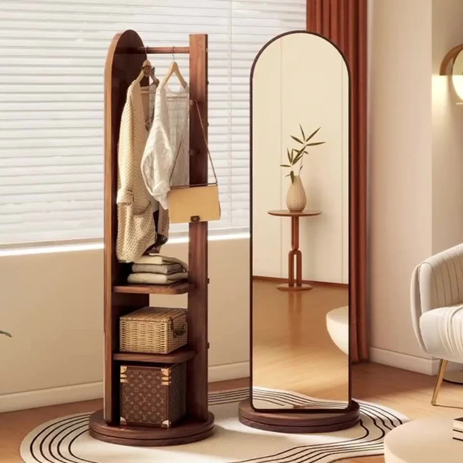 Rotating Mirror with Coat Rack, Entryway Hallway Organiser
