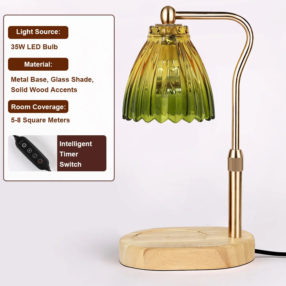 Green Glass Candle Warmer Lamp