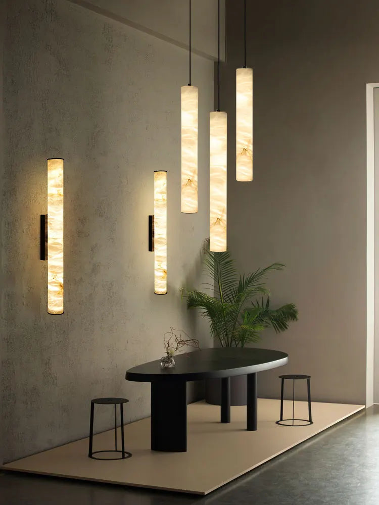 Marble Cylinder Pendant & Wall Light, 4 Heights