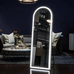 63in Arched Full Length Mirror with LED Lights, Floor Standing