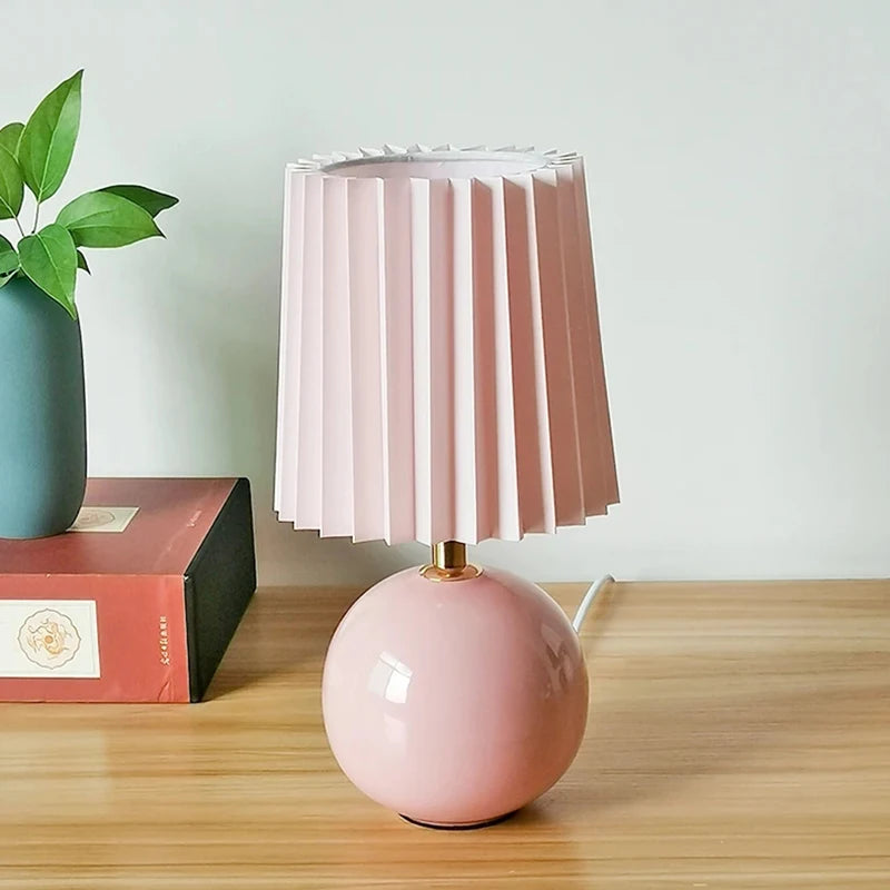 Pleated Shade Ceramic Table Lamp