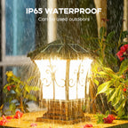 Round Solar Post Lamp, 3-Colour Remote Gate & Pillar Light