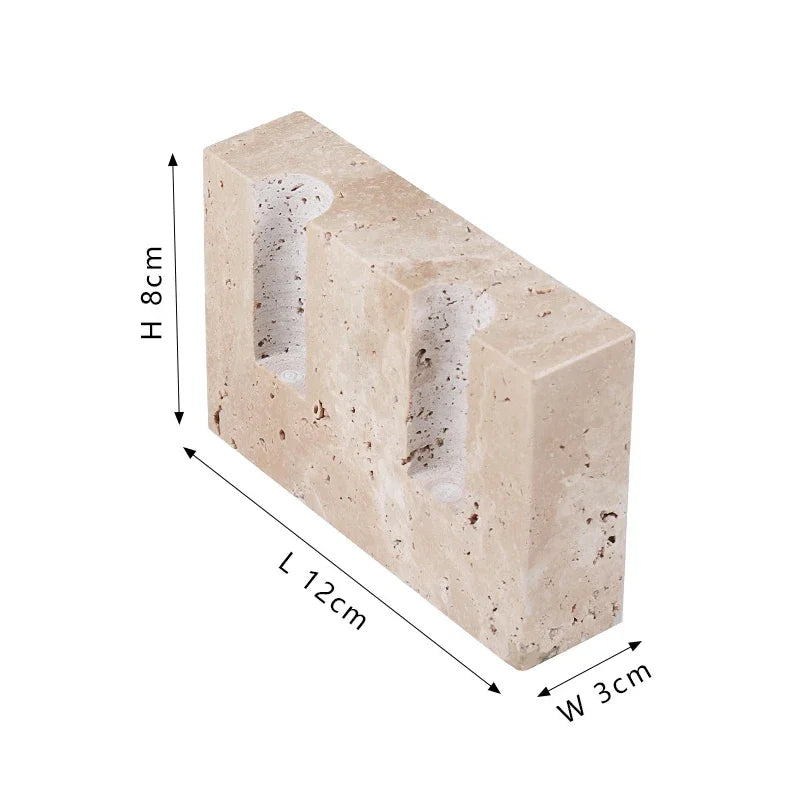 Travertine and Marble Taper Candle Holder
