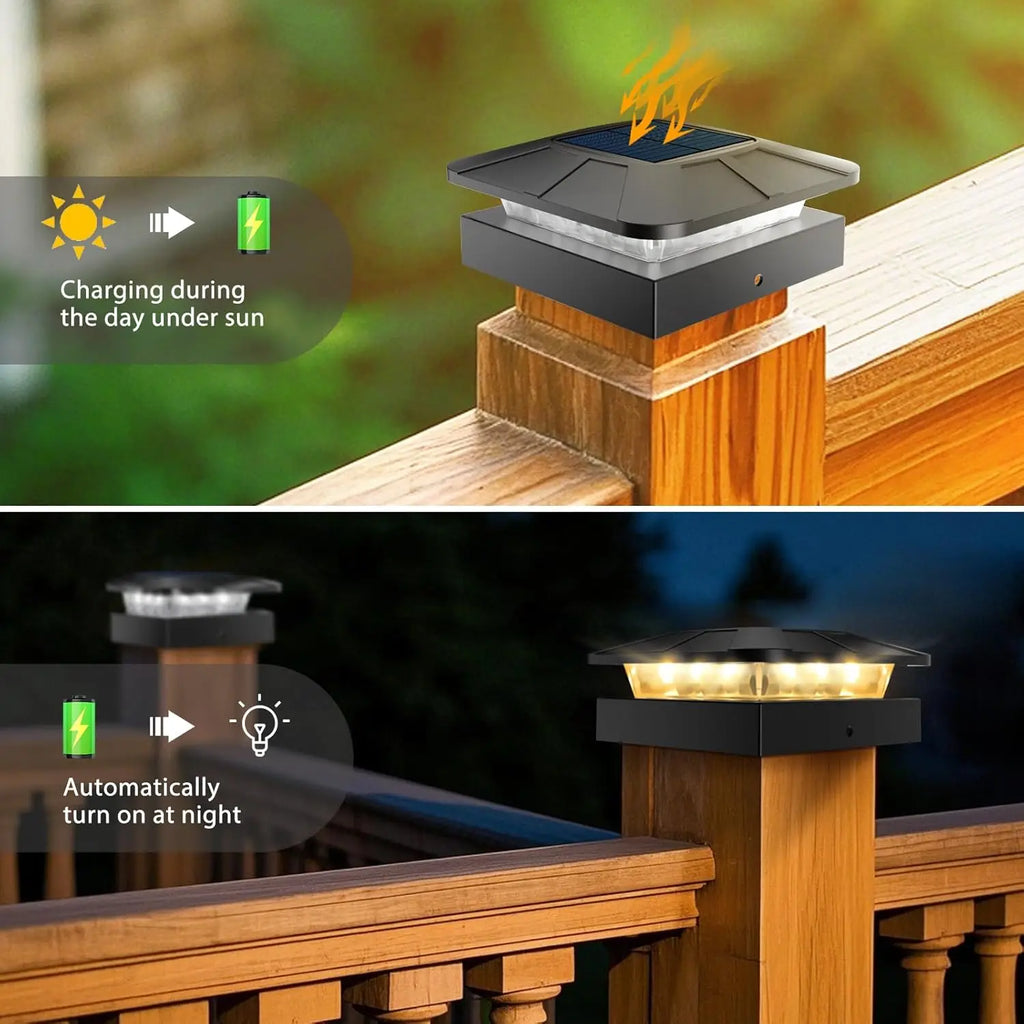Solar Post Cap Lights 4x4in, Fence & Deck Post Lights