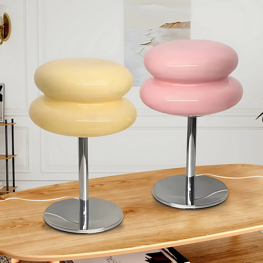 Bauhaus Glass Mushroom Lamp, Beige and Pink