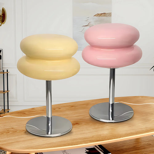 Bauhaus Glass Mushroom Lamp, Beige and Pink