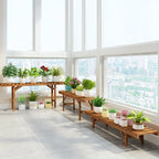 Corner Plant Display Rack, 3 Stepped Wood Stands for Pots