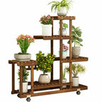 Multi-Tier Pine Plant Stand, 95x26x96cm Flower Pot Rack