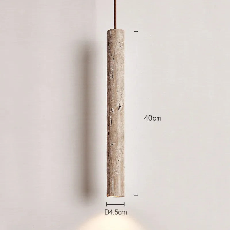 Travertine Cylinder Pendant, 30cm and 40cm Cave Stone Light