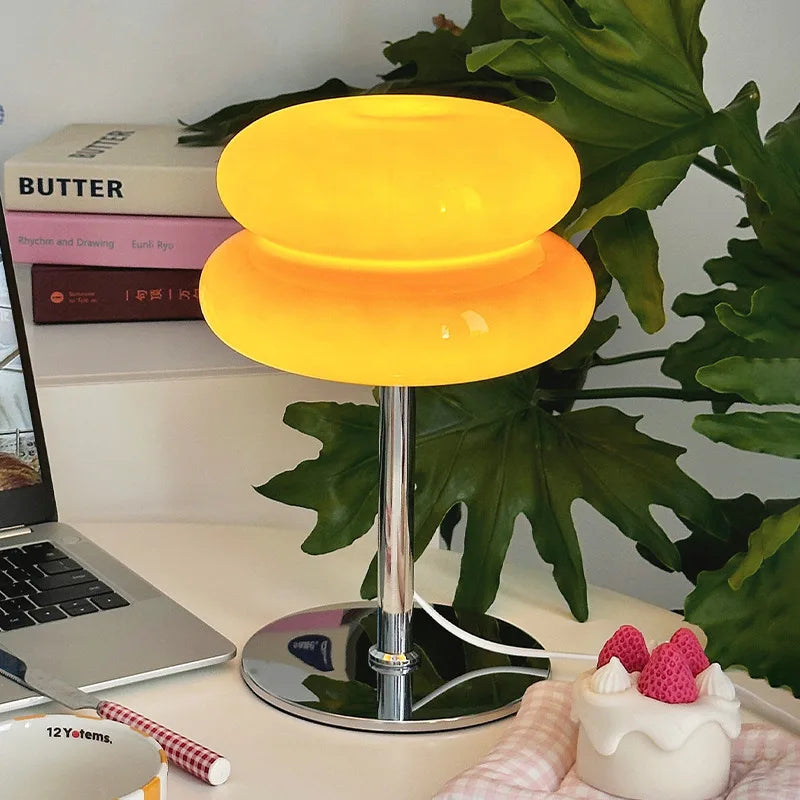 Bauhaus Glass Mushroom Lamp, Beige