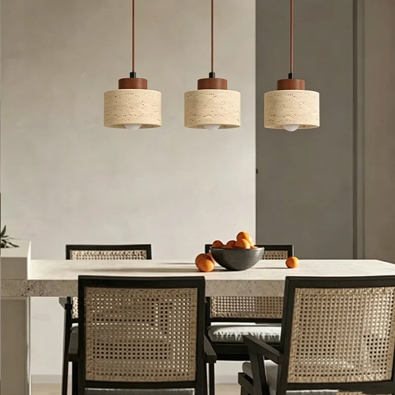 Cave Stone Pendant Light, Wabi-Sabi Bedside Hanging Lamp