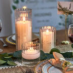 Ribbed Cylinder Glass Candle Holder