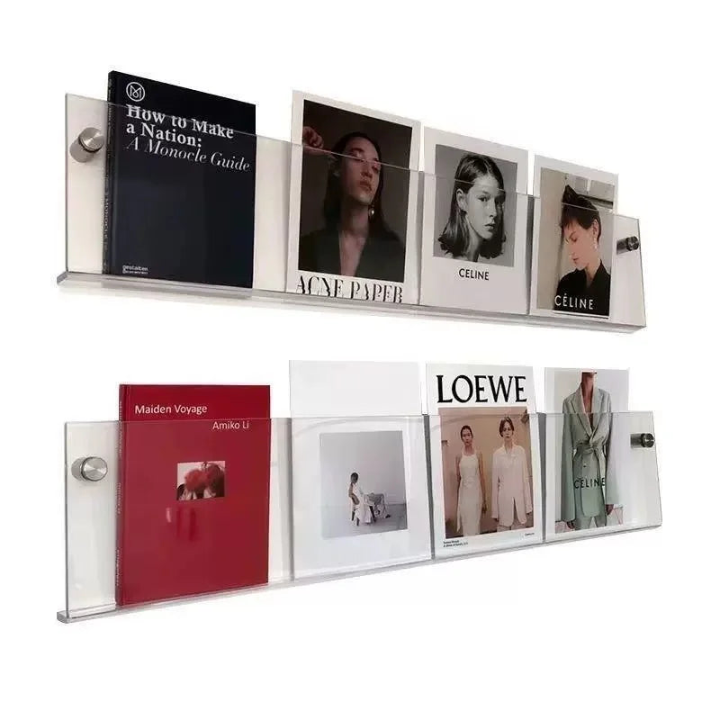 Acrylic Wall Book Rack Set of 2, Kids & Magazine Shelf