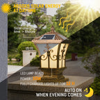 Round Solar Post Lamp, 3-Colour Remote Gate & Pillar Light