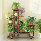 Multi-Tier Pine Plant Stand, 95x26x96cm Flower Pot Rack