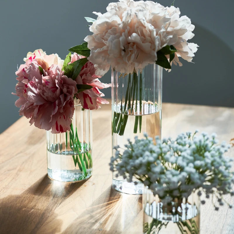 Ribbed Cylinder Glass Candle Holder
