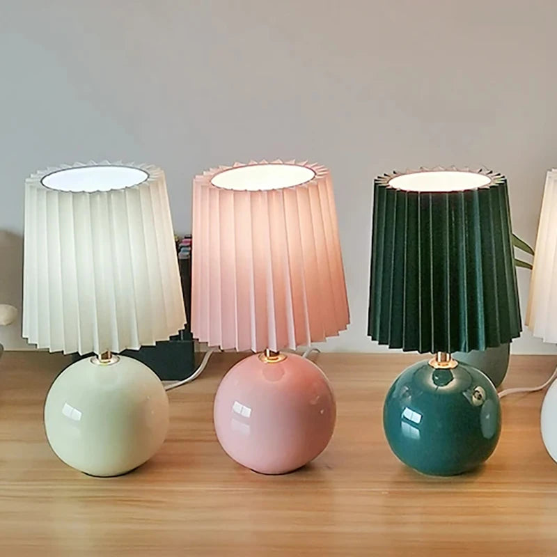 Pleated Shade Ceramic Table Lamp