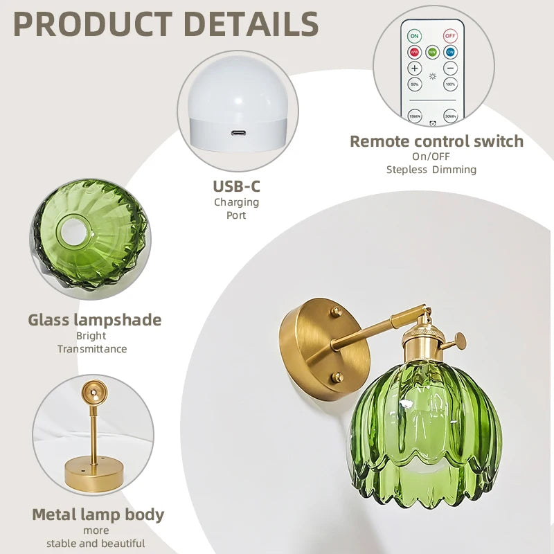 Vintage Ribbed Glass Battery Sconce