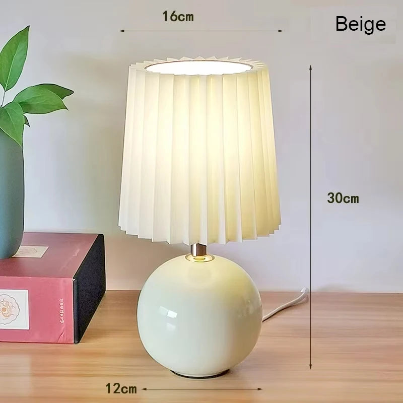 Pleated Shade Ceramic Table Lamp