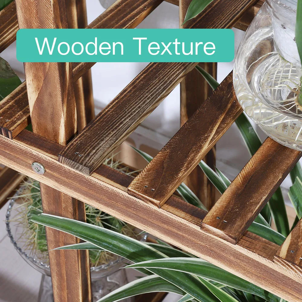Multi-Tier Pine Plant Stand, 95x26x96cm Flower Pot Rack