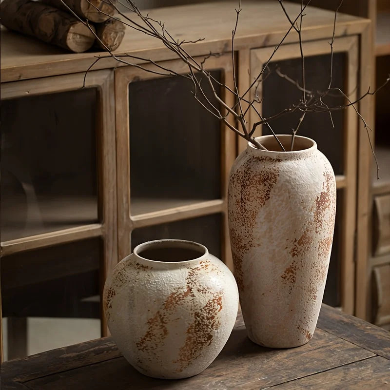 Retro Spotted Ceramic Plant Pot, Speckled Flowerpot