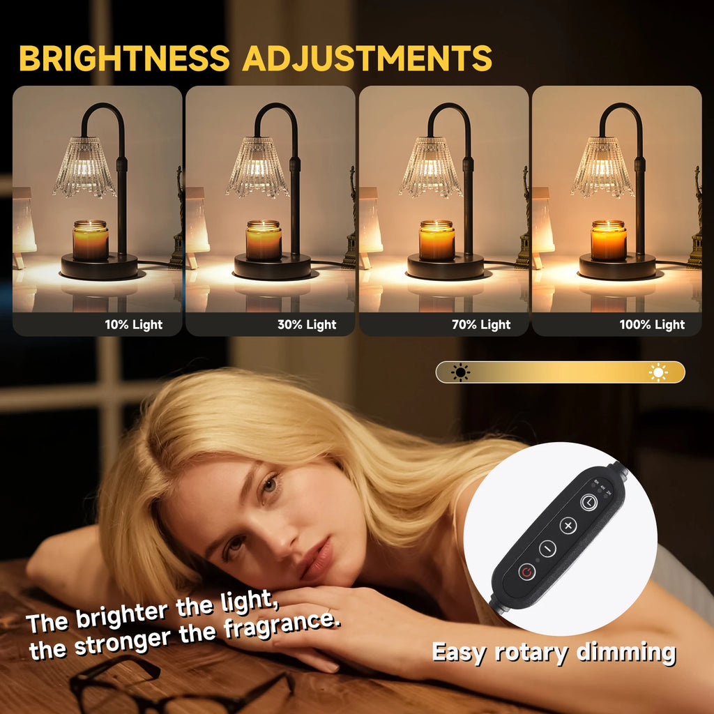 Dimmable Pleated Glass Candle Warmer Lamp