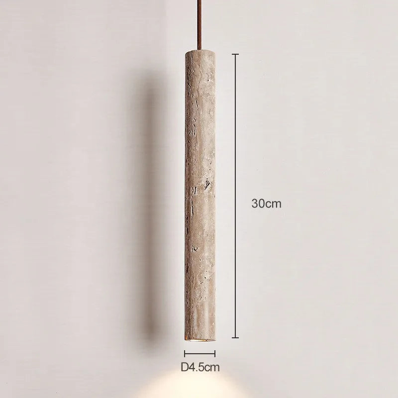 Travertine Cylinder Pendant, 30cm and 40cm Cave Stone Light