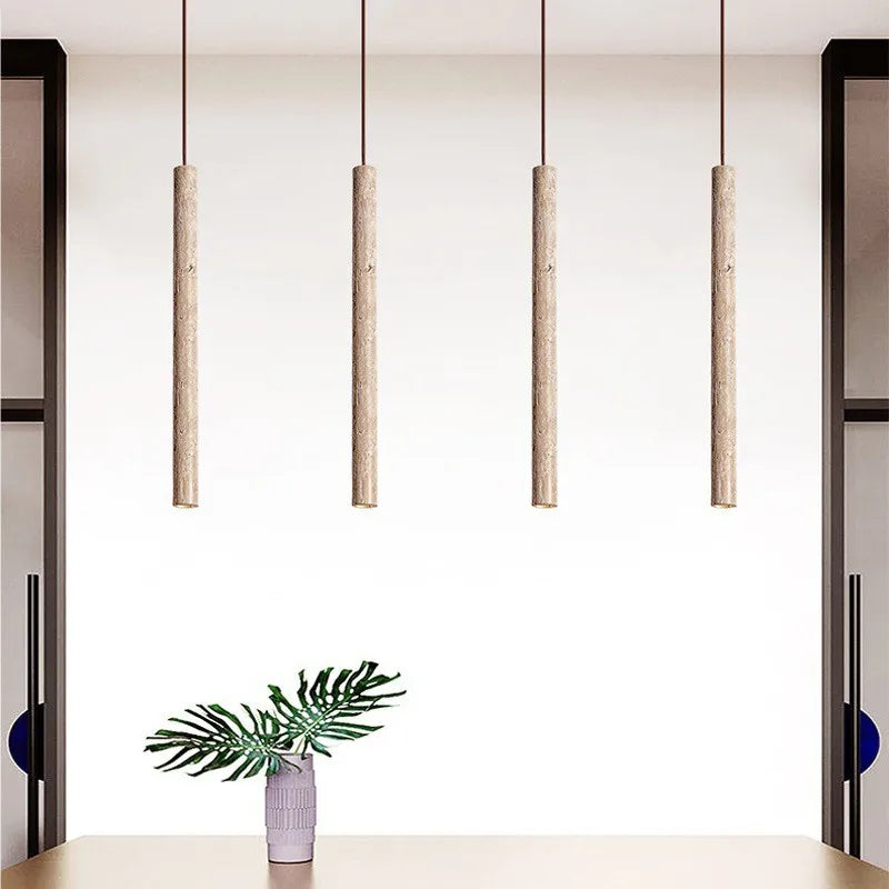 Travertine Cylinder Pendant, 30cm and 40cm Cave Stone Light