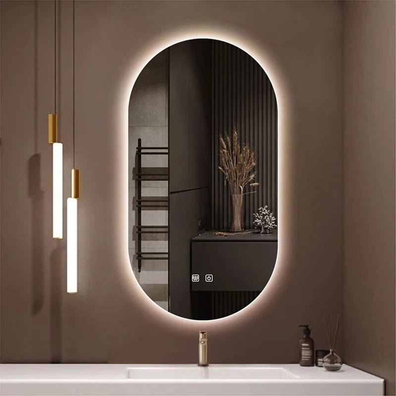 Oval LED Bathroom Mirror, Anti-Fog Smart Vanity Mirror
